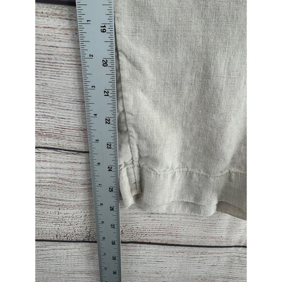 Athleta 100% Linen Voyager Pants Womens 14 Beige Tan Elastic Waist - Picture 8 of 8